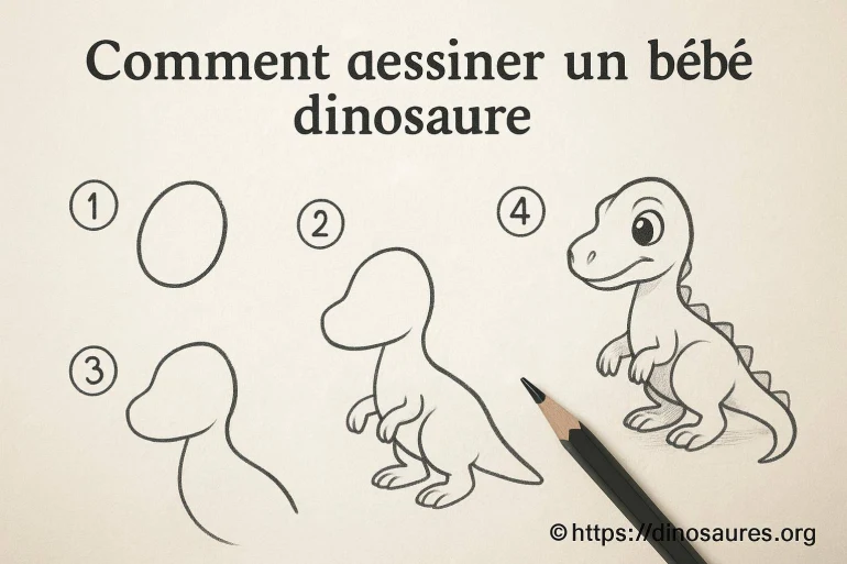 Comment dessiner un bébé dinosaure facilement étape par étape