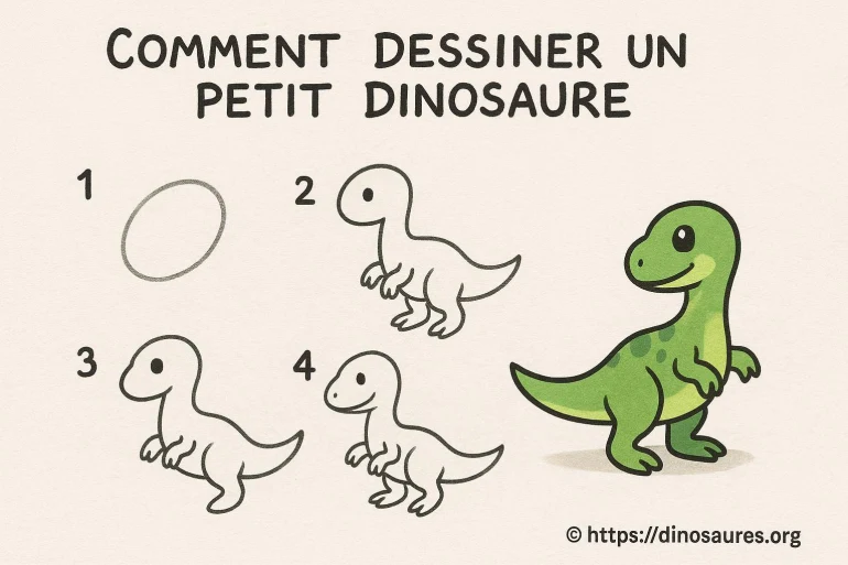 Comment dessiner un petit dinosaure facilement étape par étape