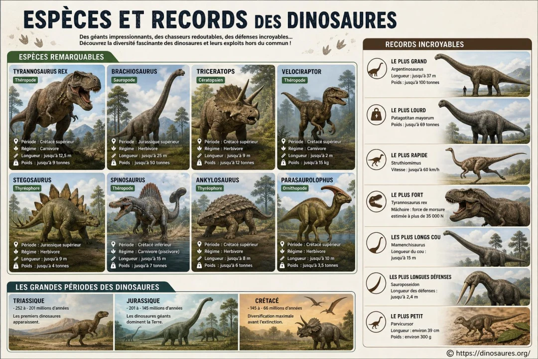 Records dinosaures : les plus grands, rapides et impressionnants