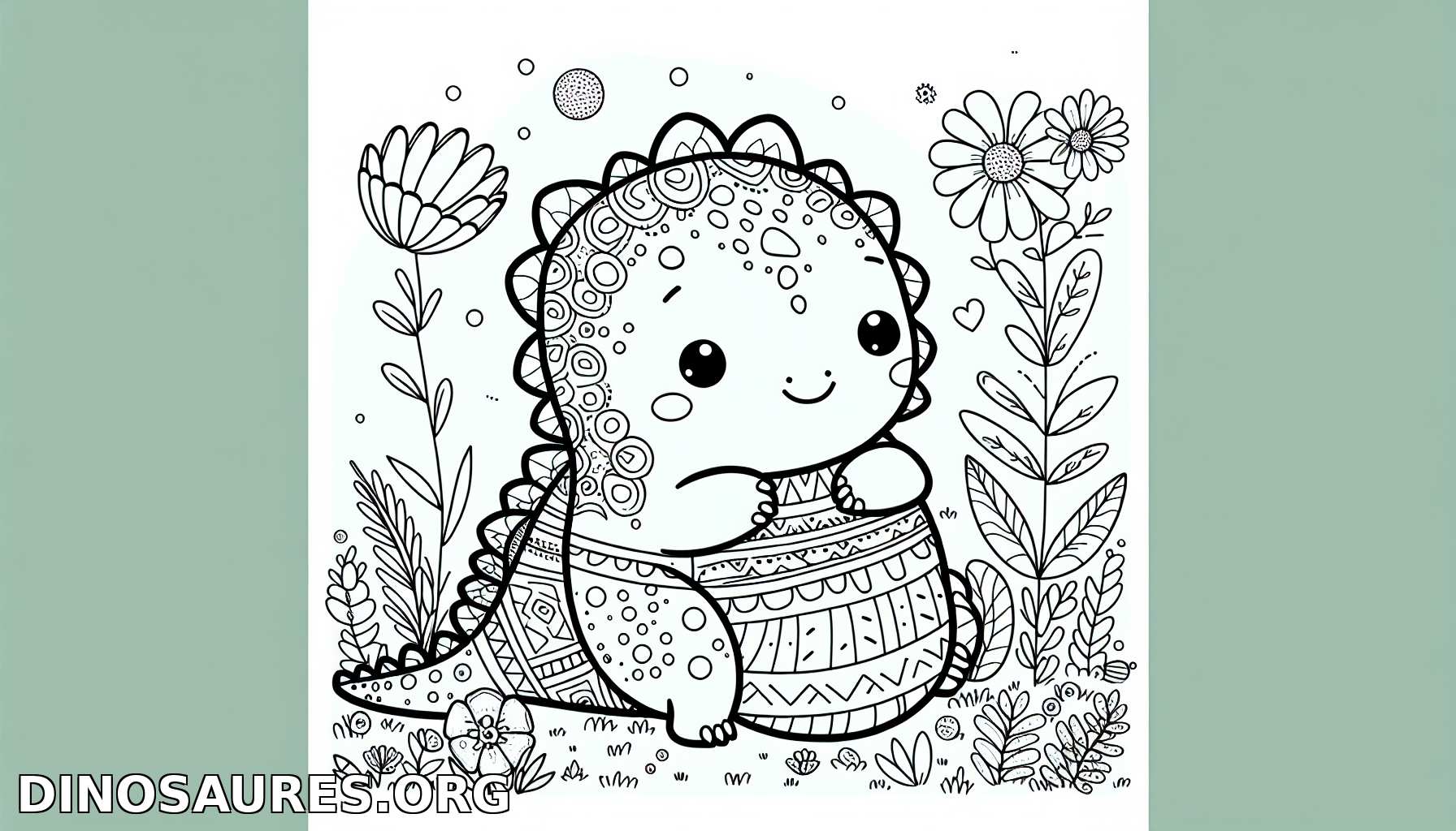 Coloriage de dinosaure mignon