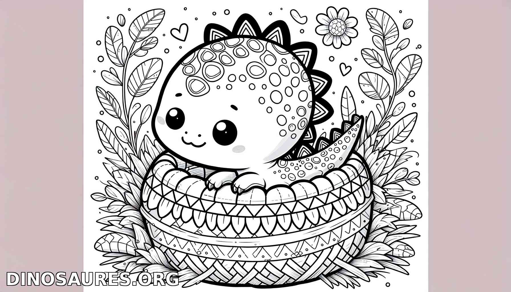 Coloriage de dinosaure mignon