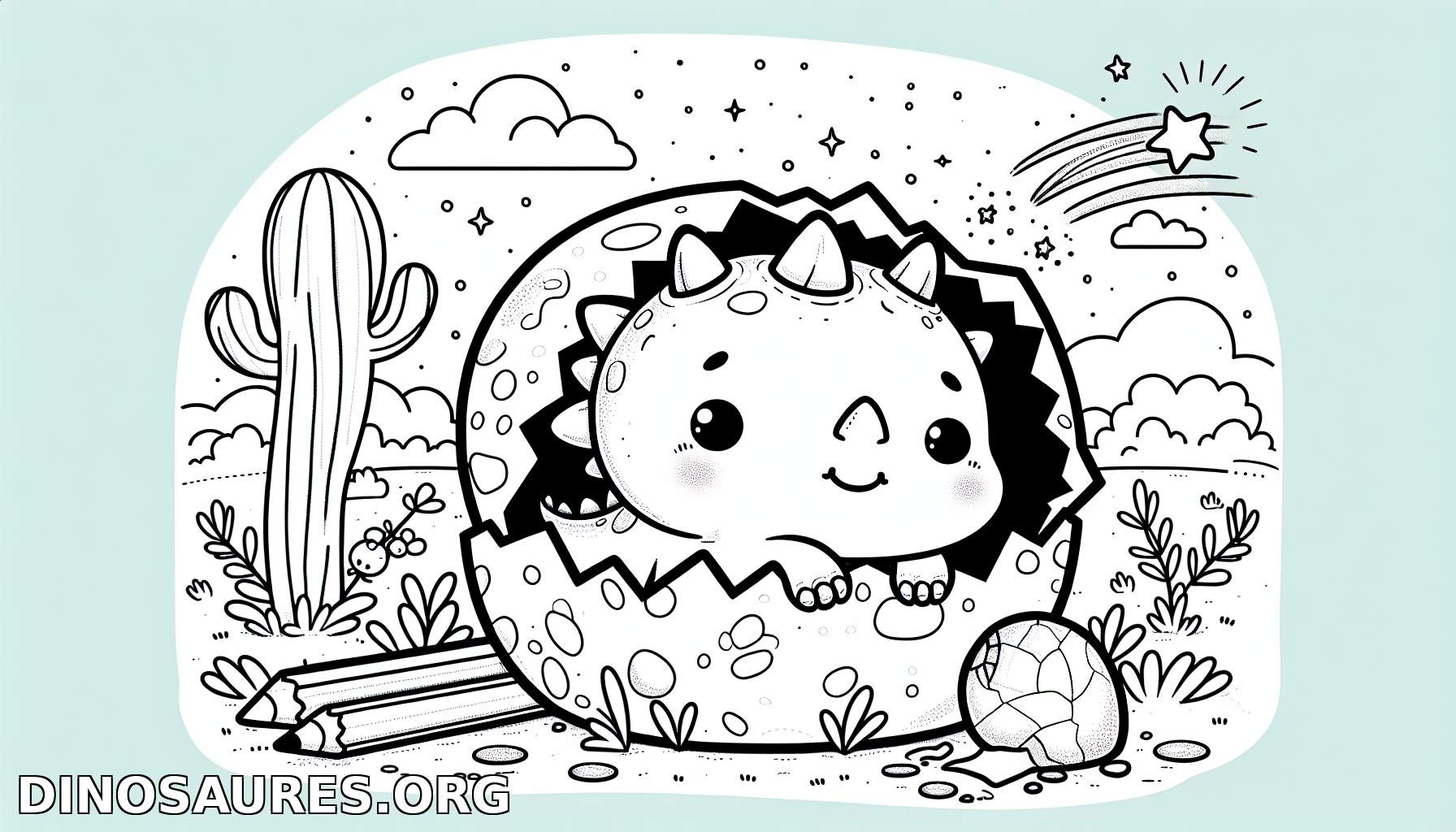 Coloriage de dinosaure mignon