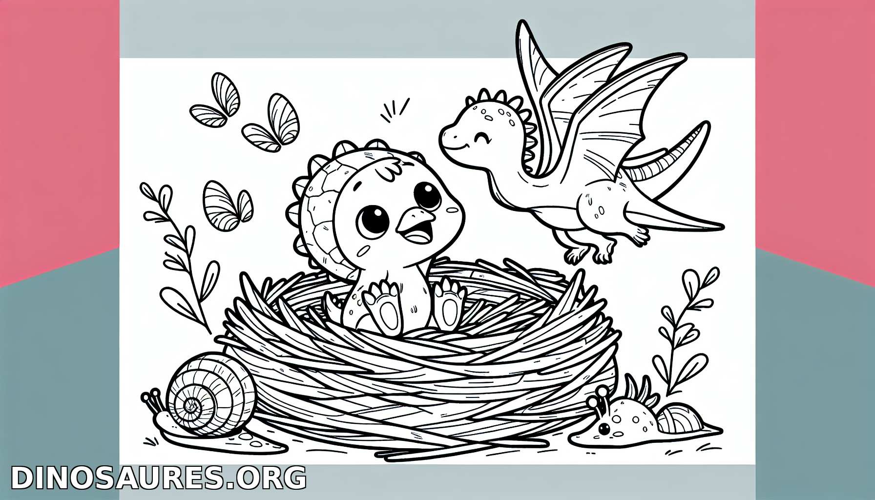 Coloriage de dinosaure mignon