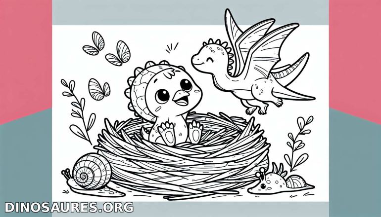 Coloriage de dinosaure mignon