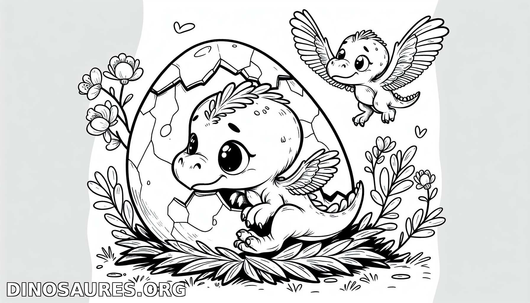 Coloriage de dinosaure mignon
