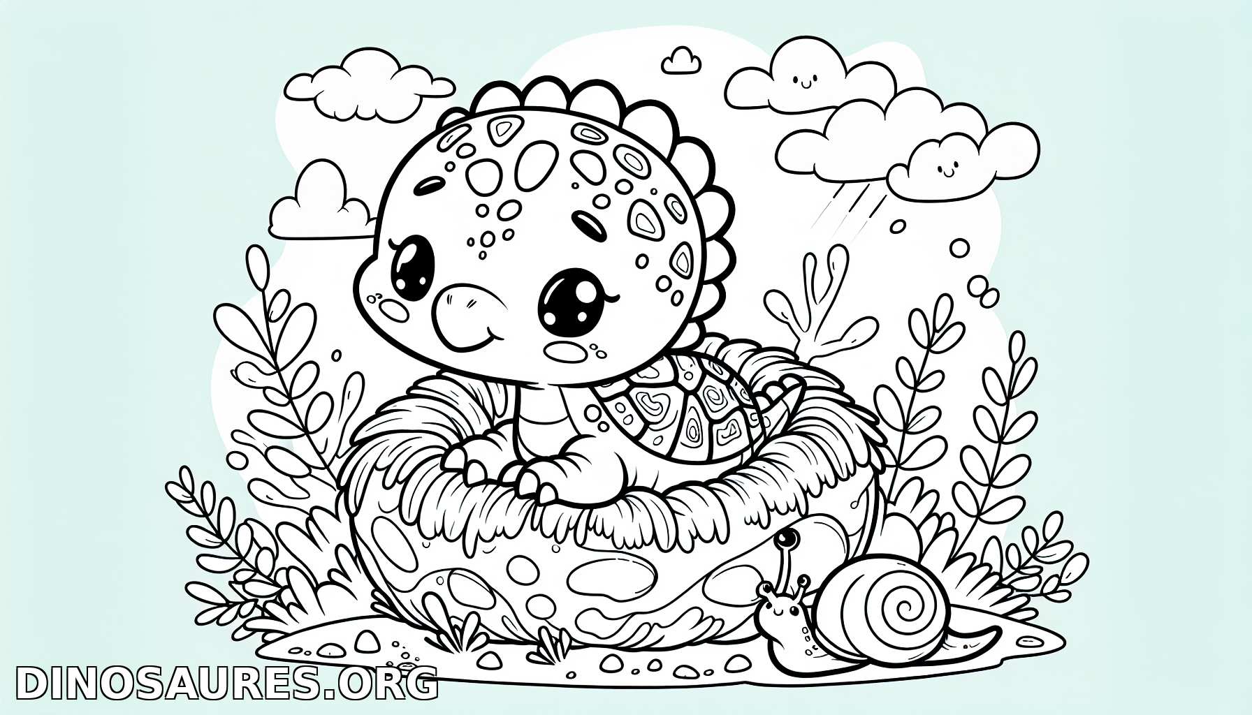 Coloriage de dinosaure mignon
