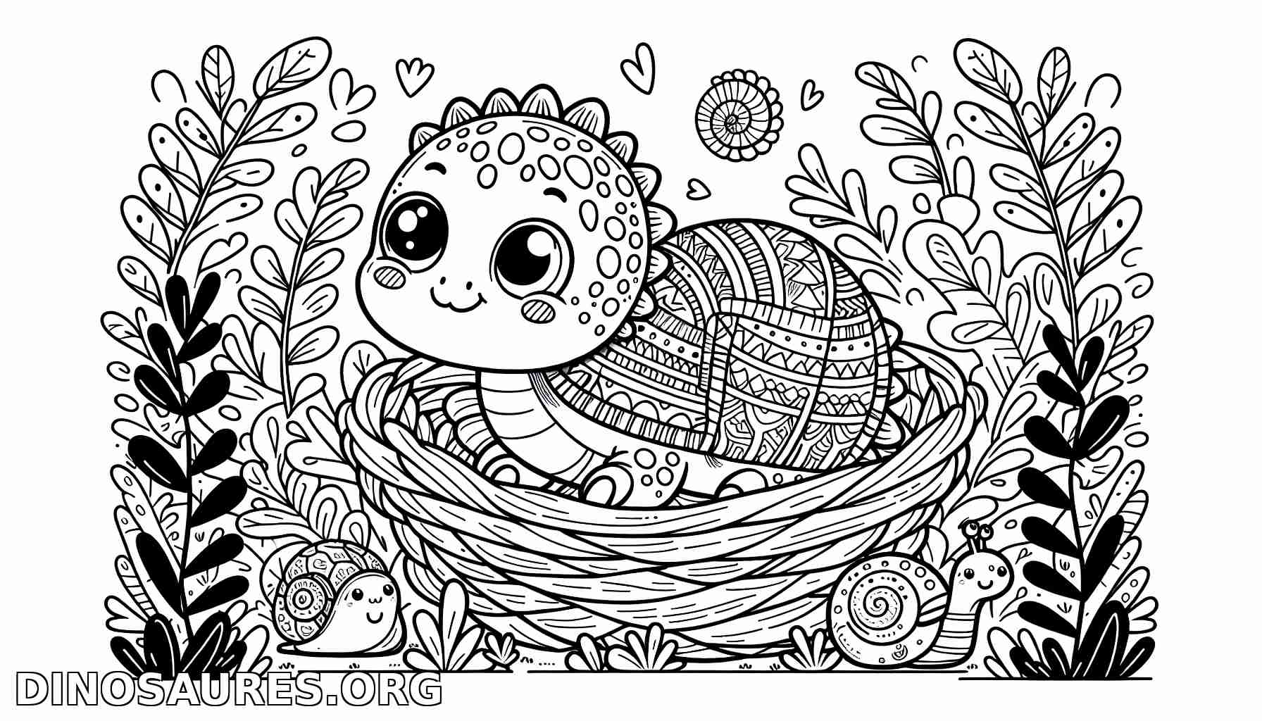 Coloriage de dinosaure mignon
