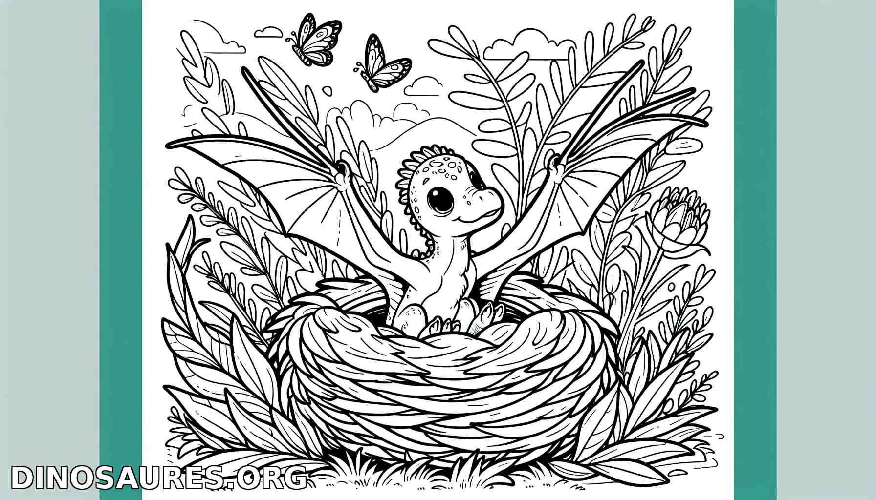 Coloriage de dinosaure mignon