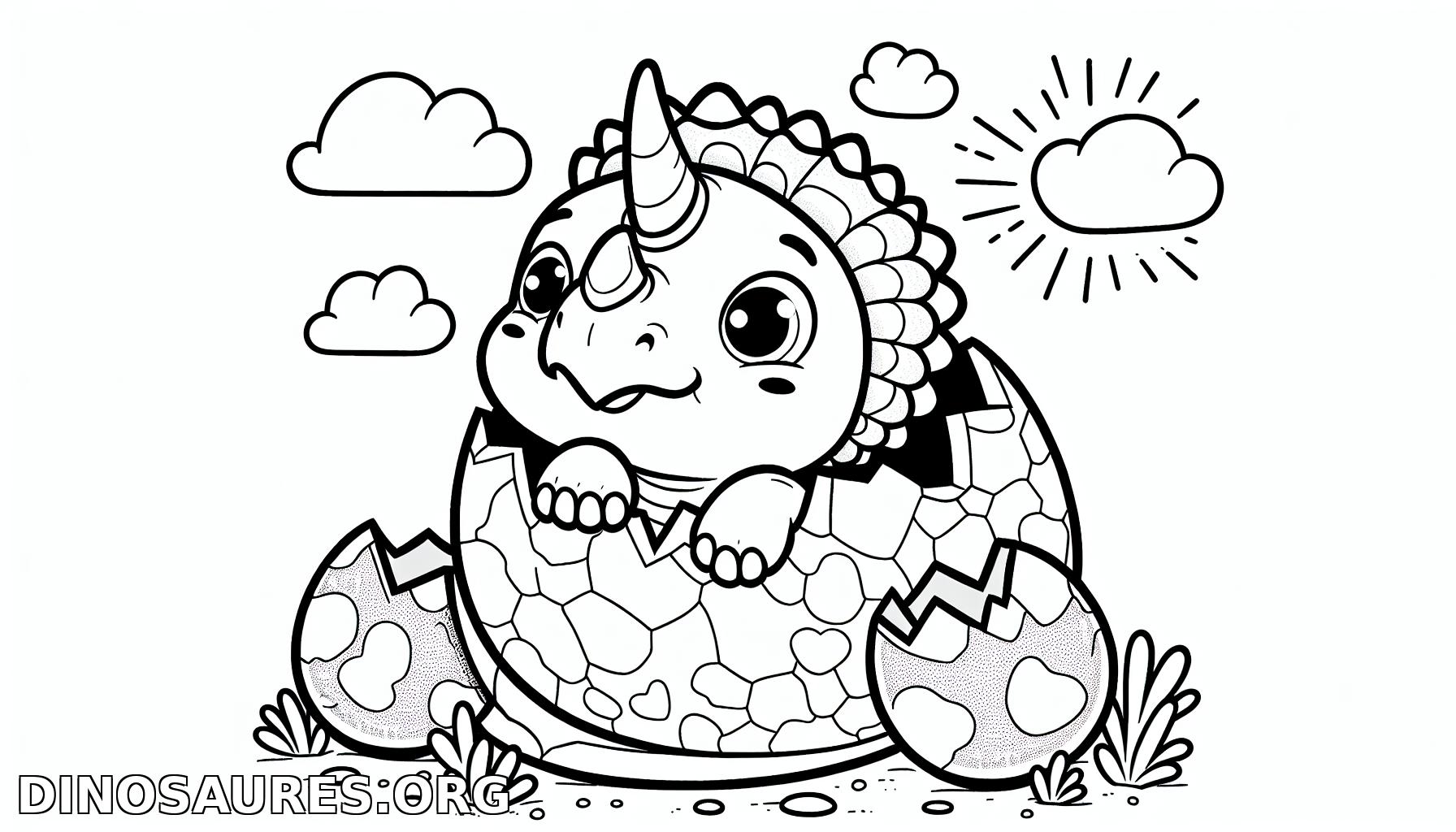 Coloriage de dinosaure mignon
