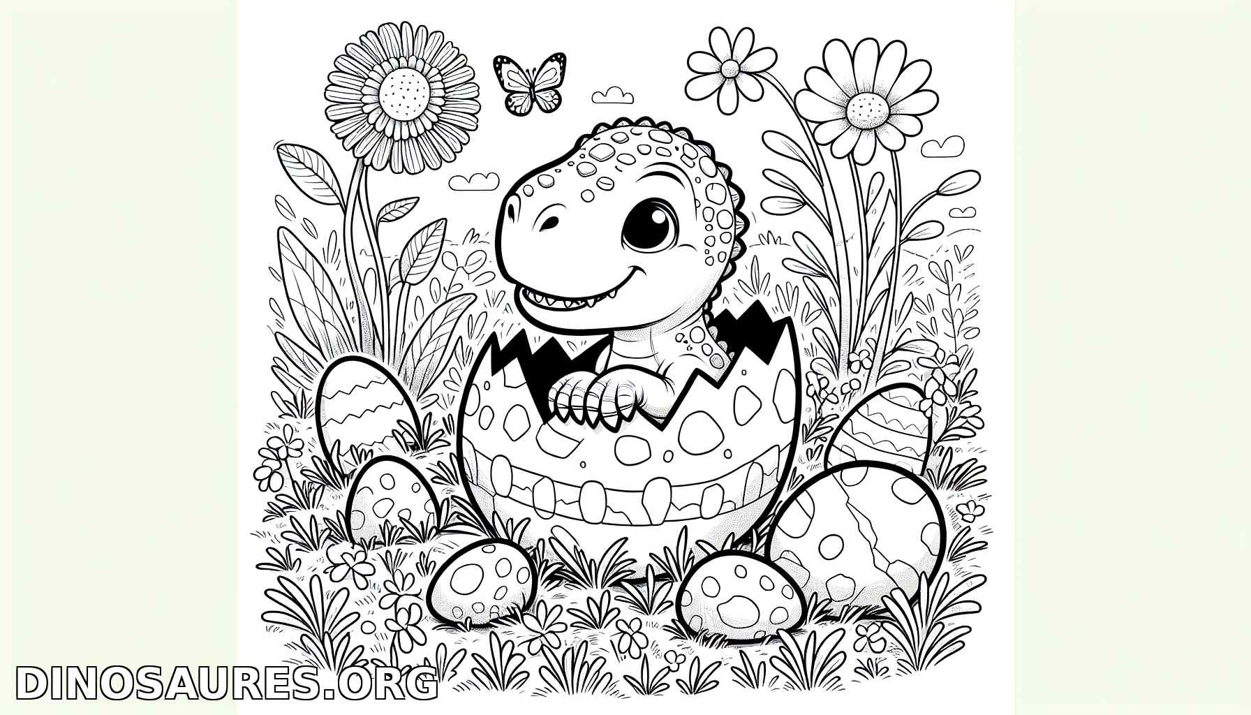 Coloriage de dinosaure sortant de son œuf