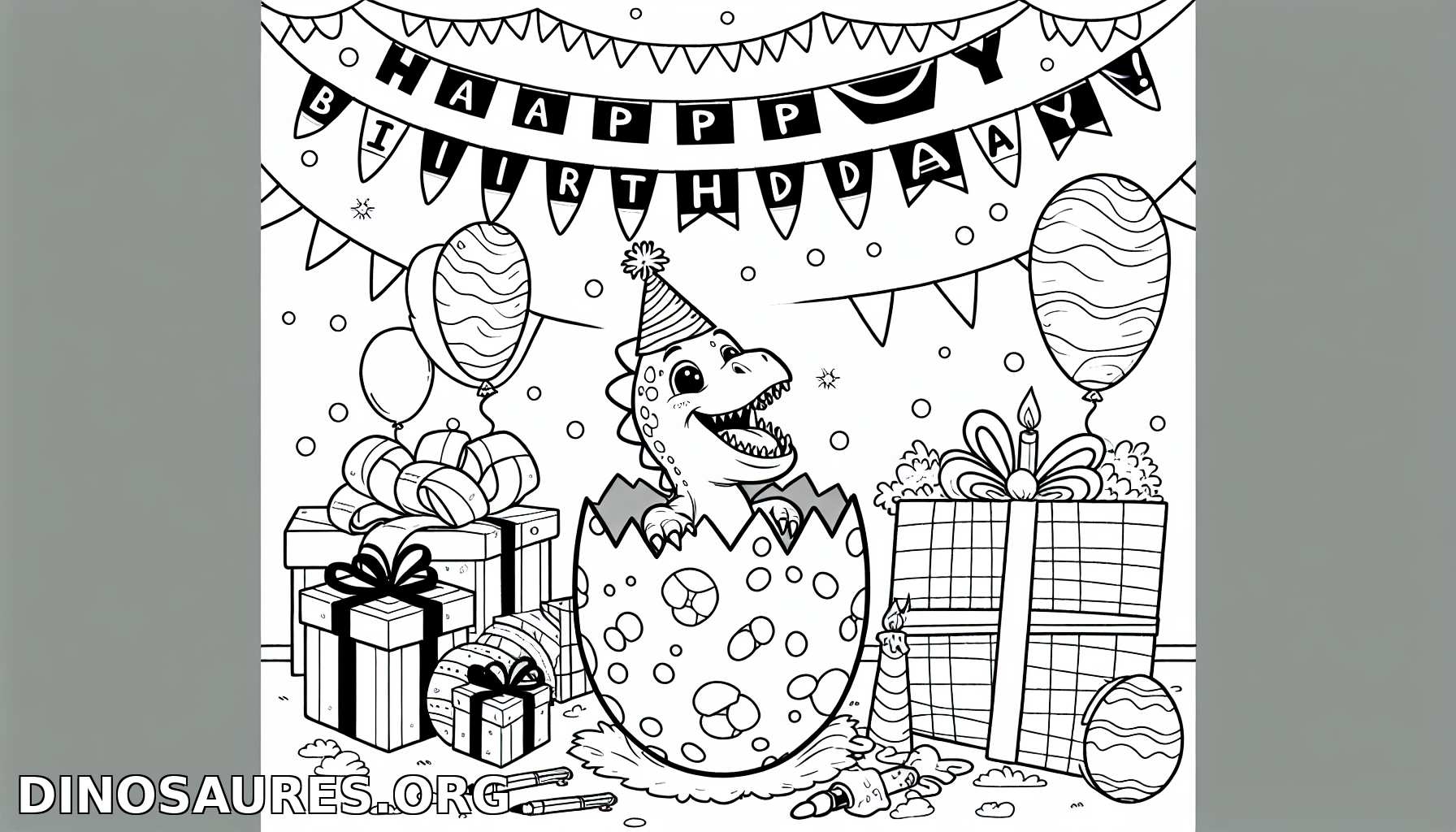 Coloriage de dinosaure anniversaire