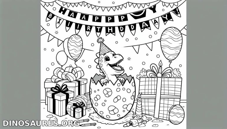 Coloriage de dinosaure anniversaire