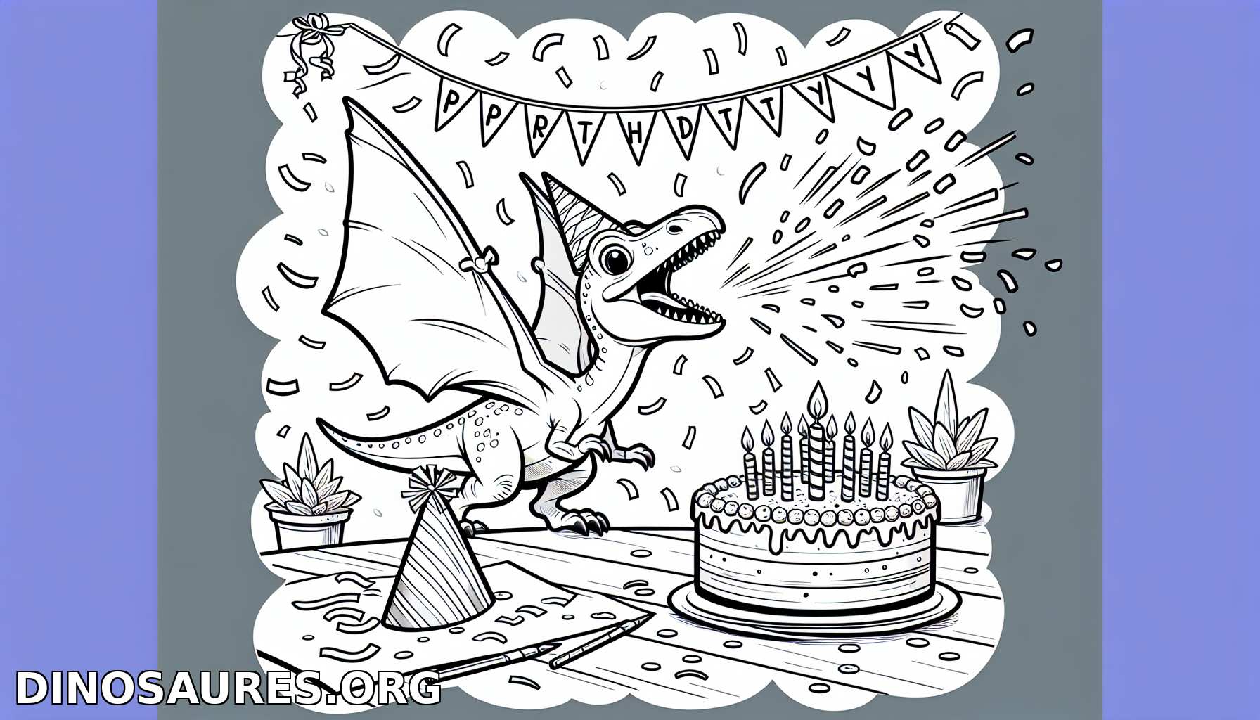 Coloriage de dinosaure en fête !