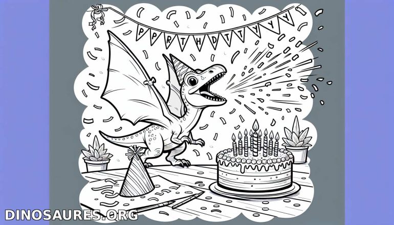 Coloriage de dinosaure en fête !