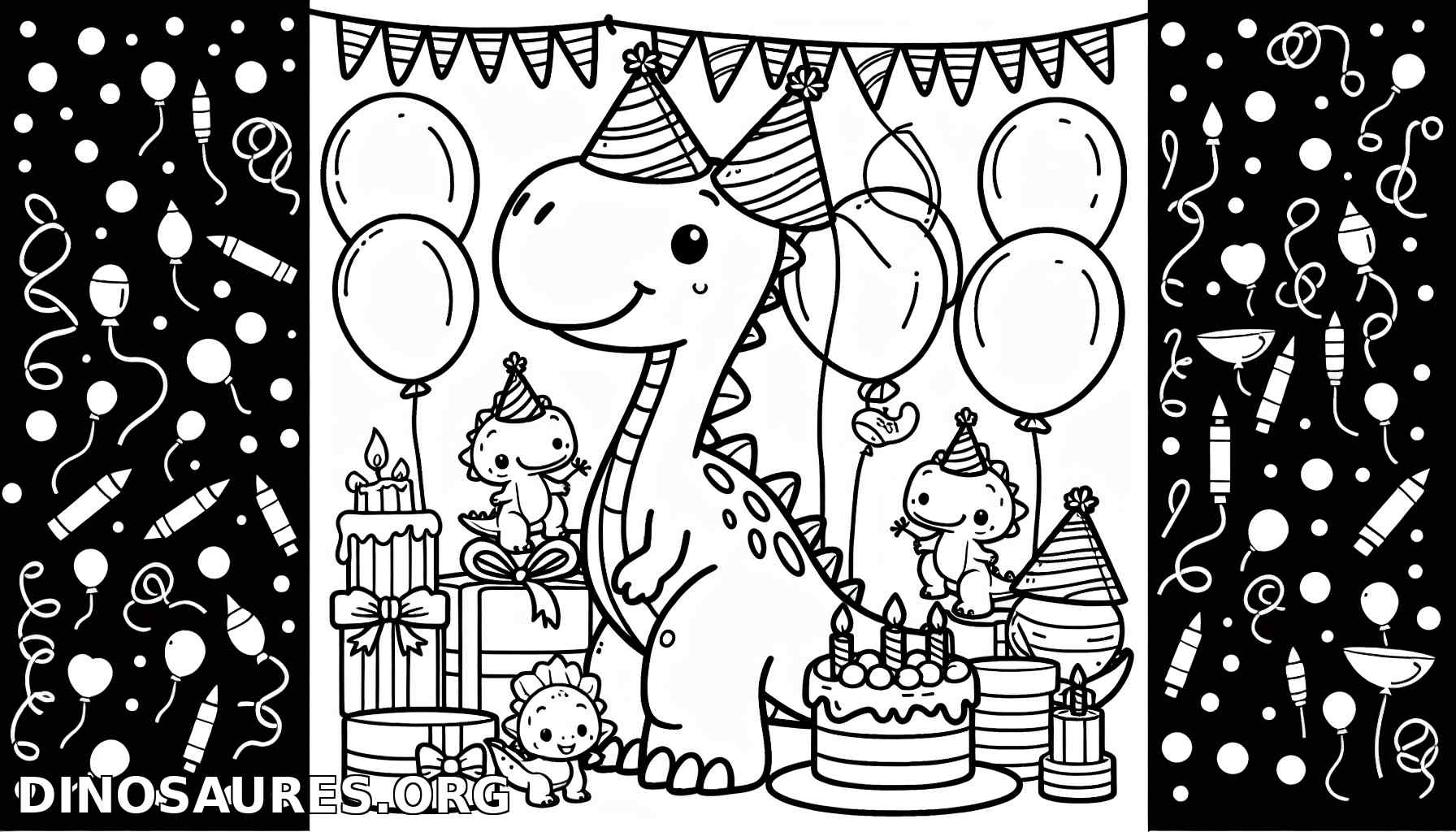 Coloriage de dinosaure festif