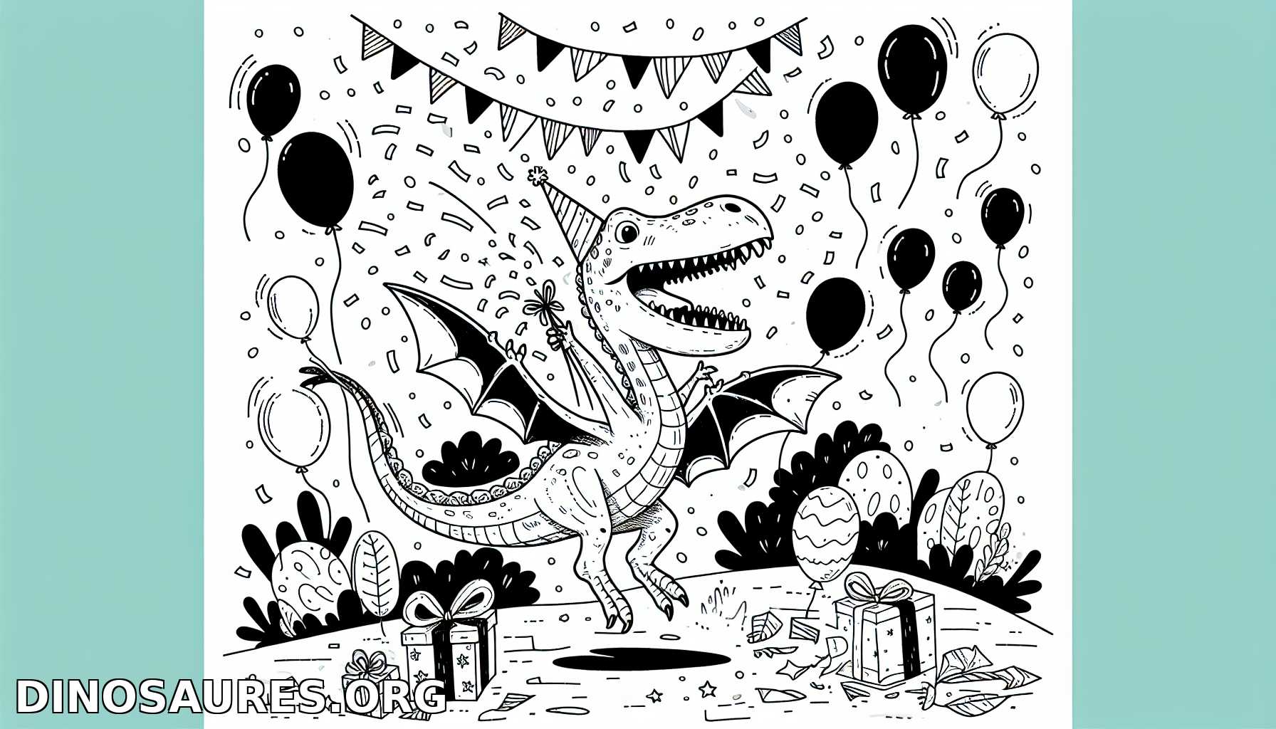Coloriage de dinosaure festif