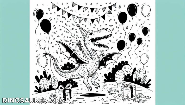 Coloriage de dinosaure festif