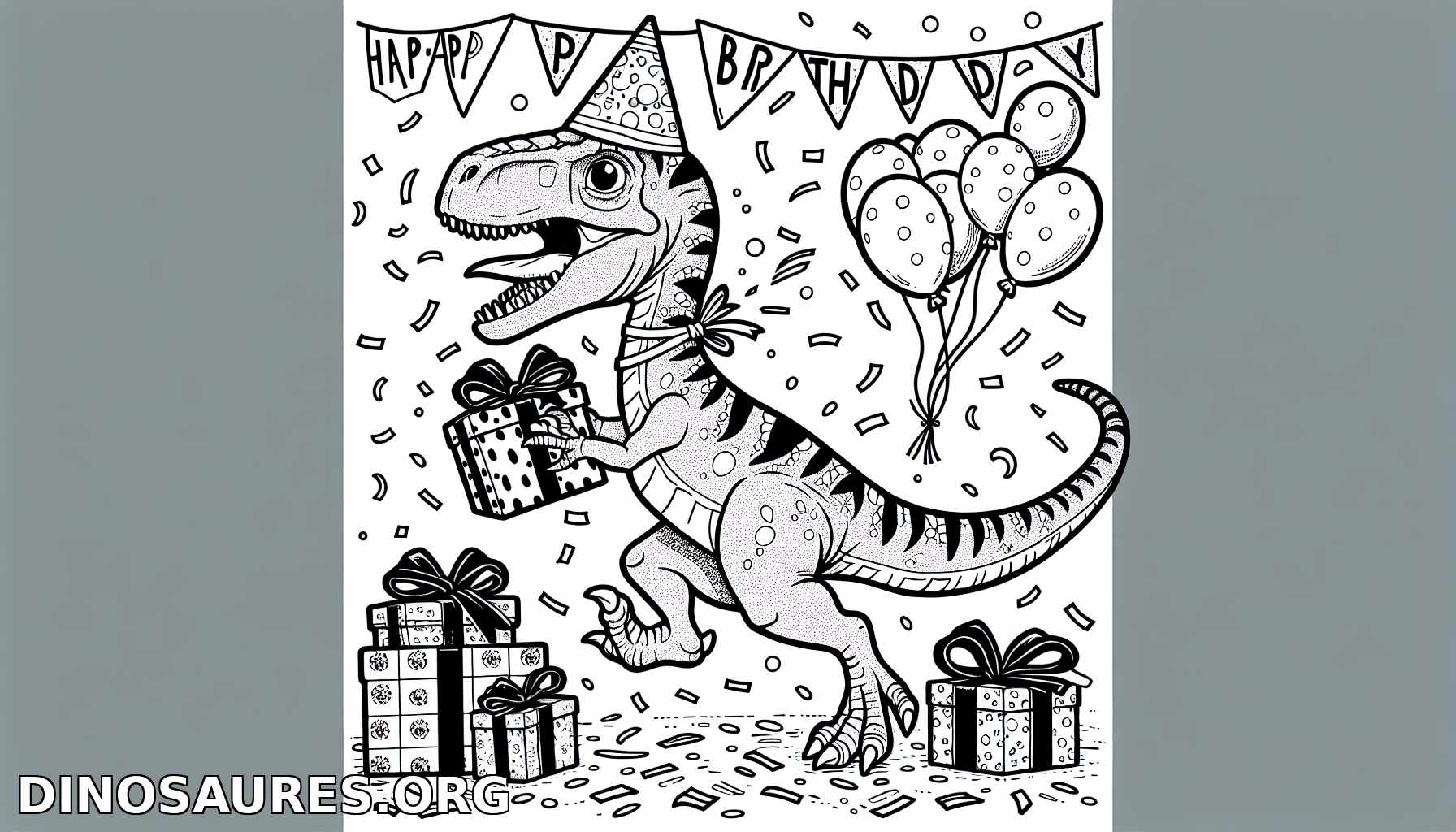 Coloriage de dinosaure festif