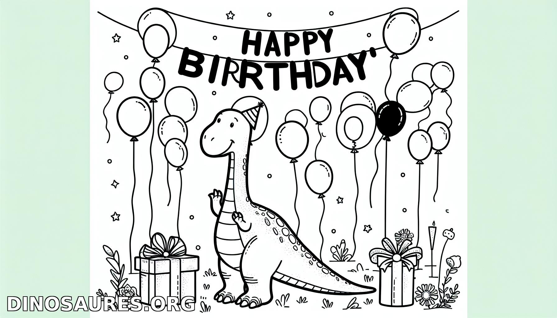 Coloriage de dinosaure pour anniversaire