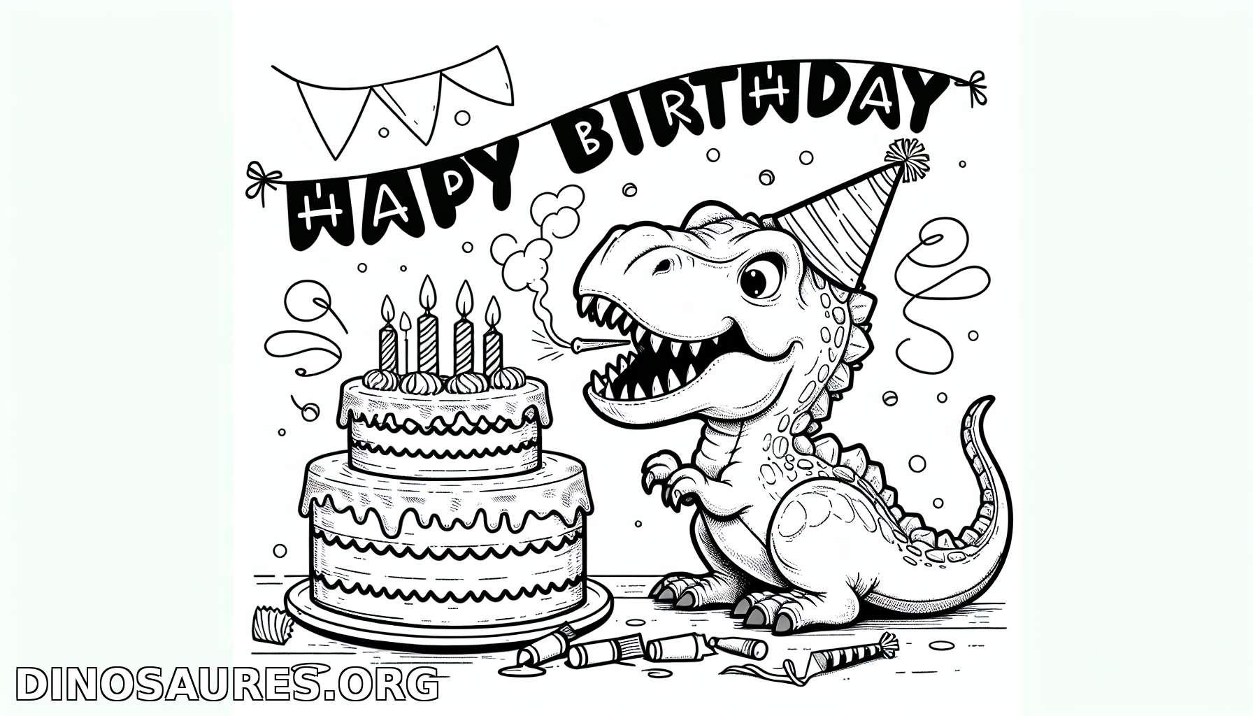 Coloriage de dinosaure pour anniversaire