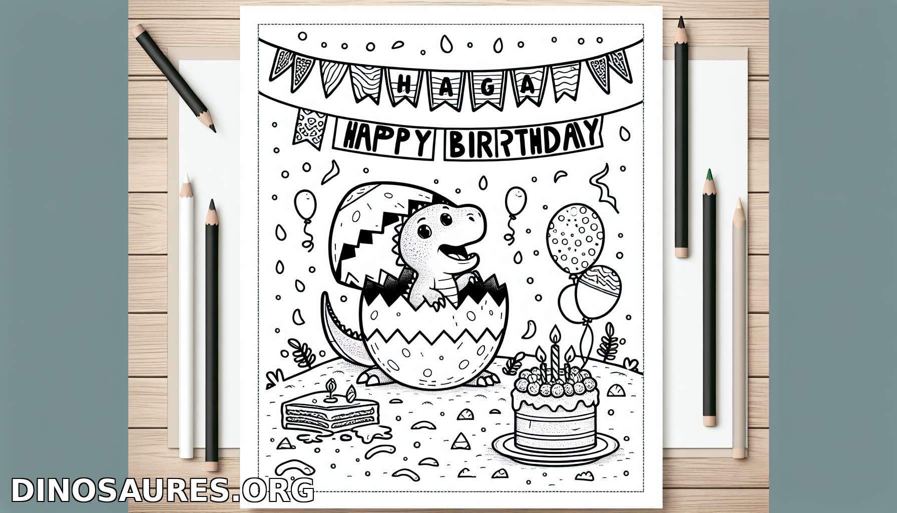 Coloriage de dinosaure pour un anniversaire
