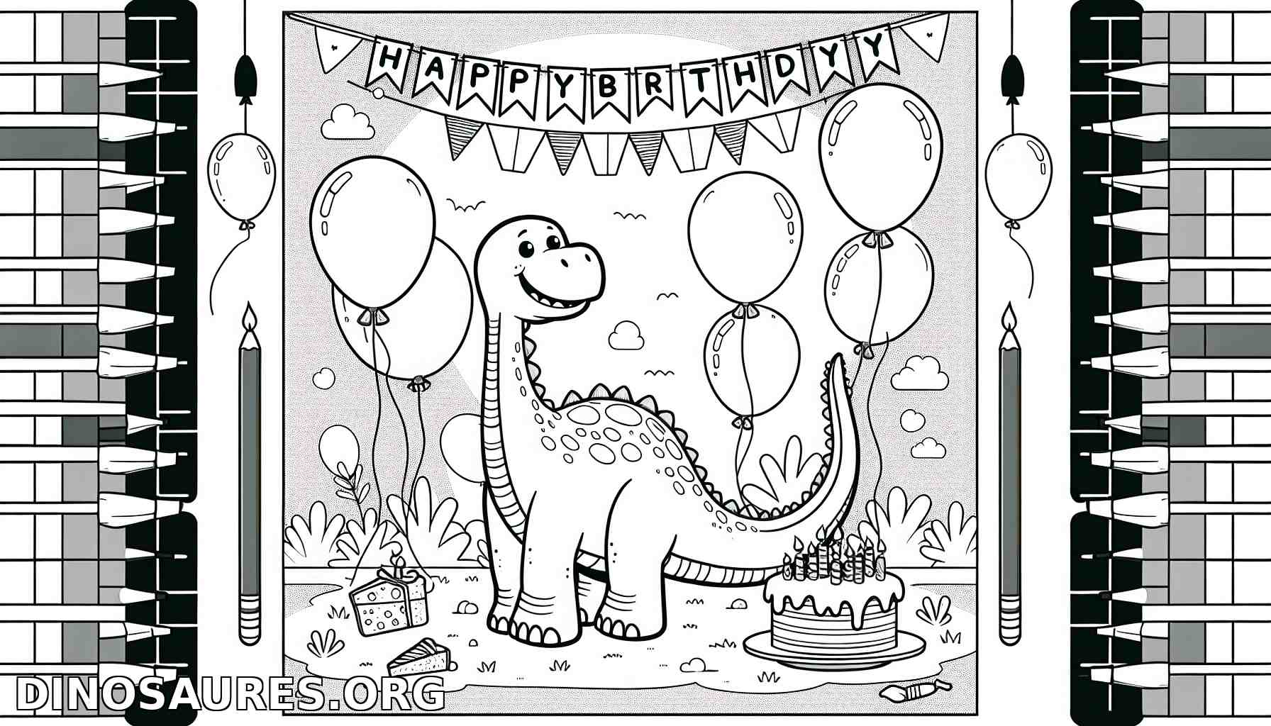 Coloriage de dinosaure pour un anniversaire 🎉