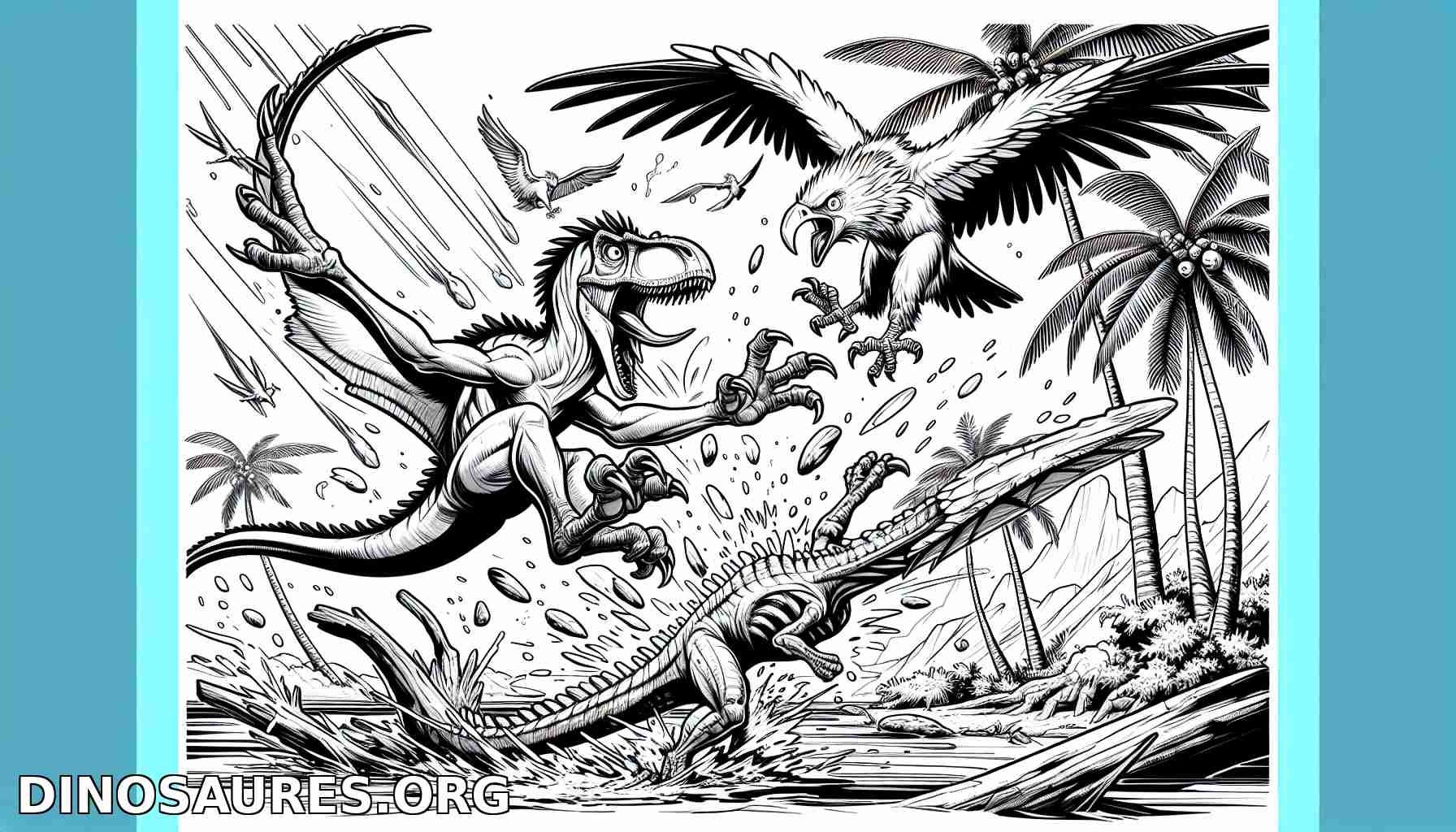 Combat de dinosaures préhistoriques