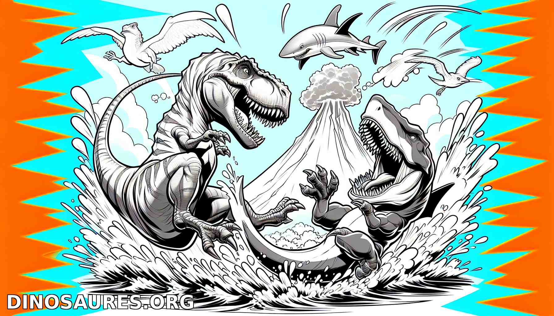 Dinosaures dans un combat spectaculaire