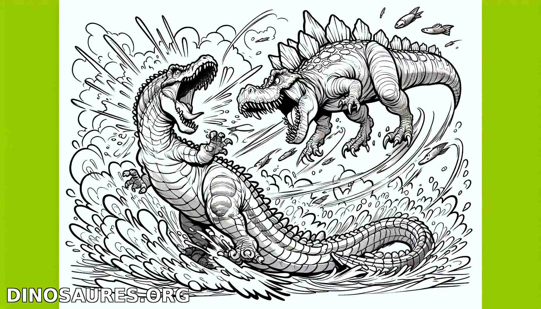 Dinosaures en pleine bataille