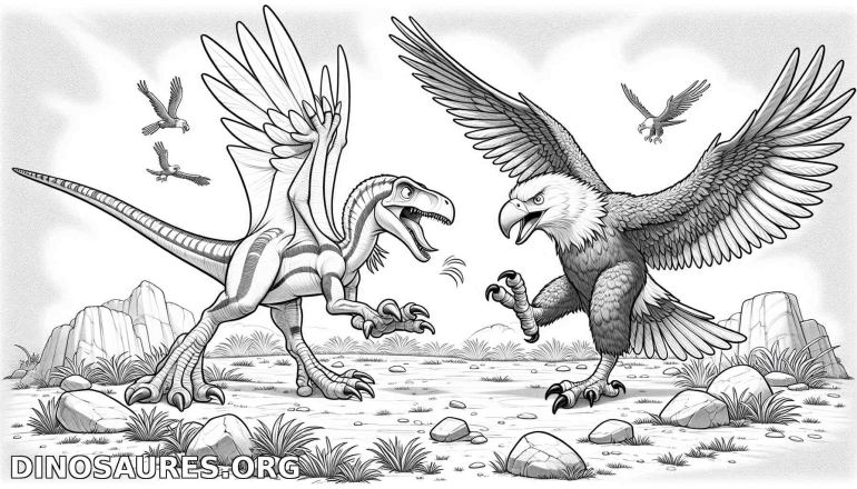 Duel entre un dinosaure et un aigle