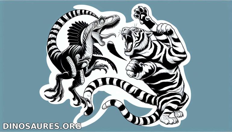 Duel entre un dinosaure et un tigre