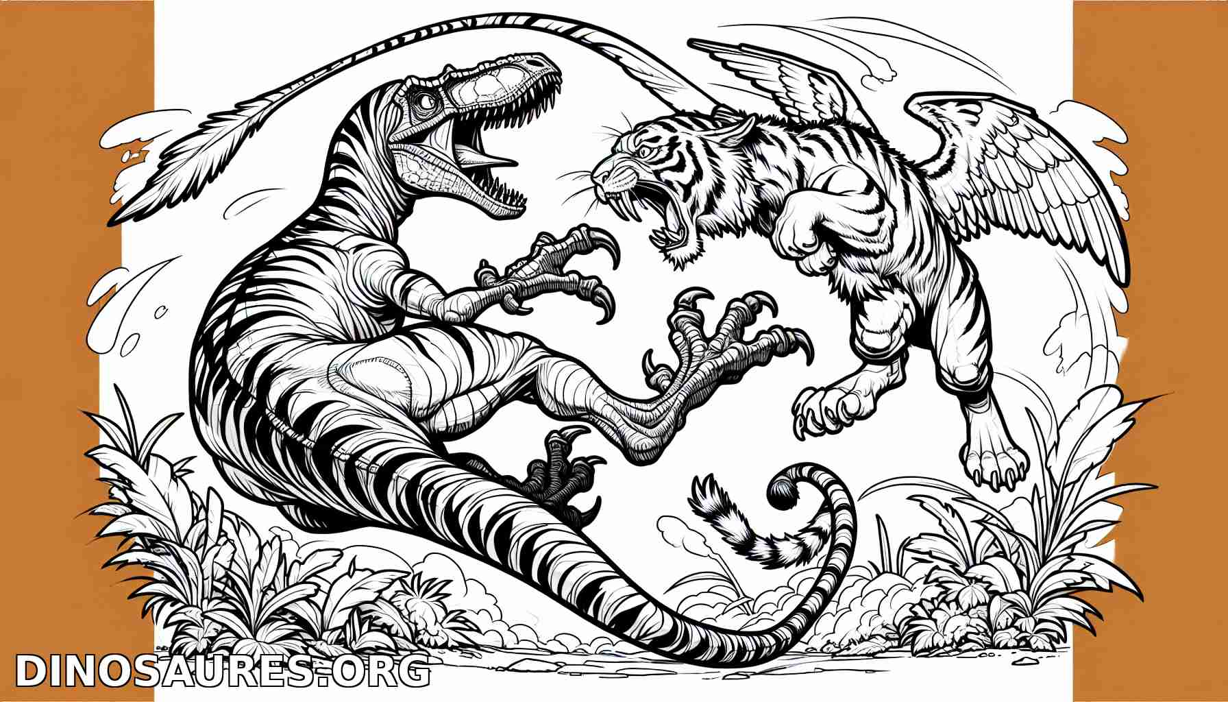 Duel entre un dinosaure et un tigre