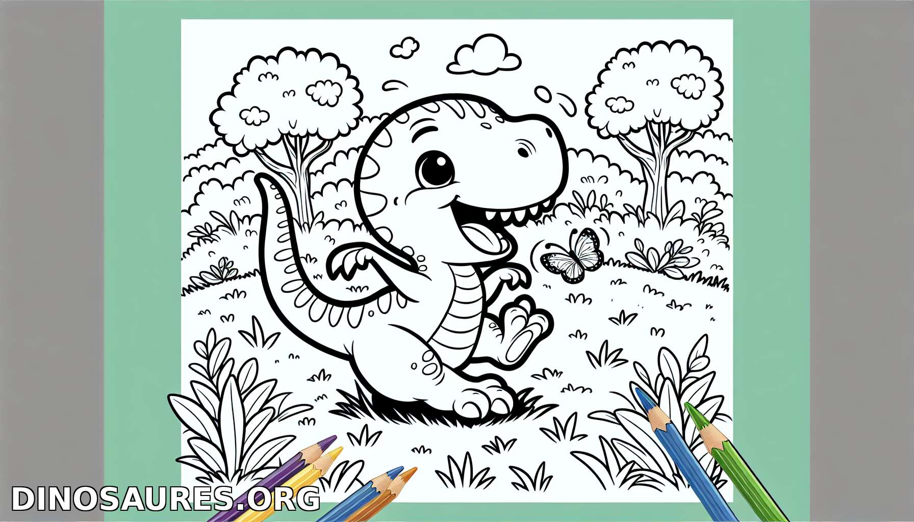 Coloriage de dinosaure joyeux
