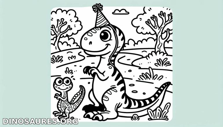Coloriage de dinosaure joyeux