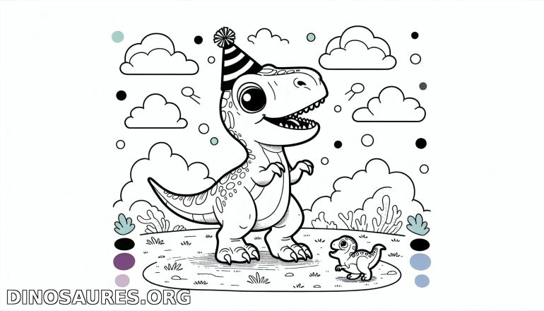 Coloriage de dinosaure joyeux