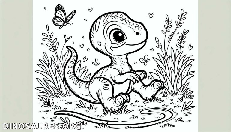 Coloriage de dinosaure mignon