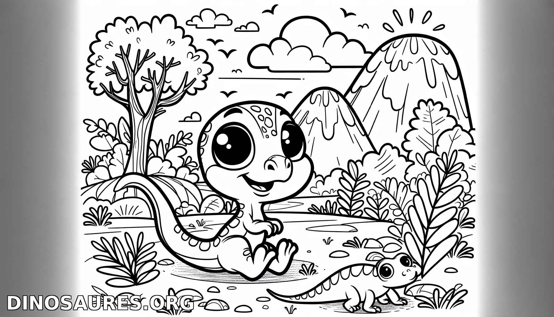 Coloriage de dinosaure mignon