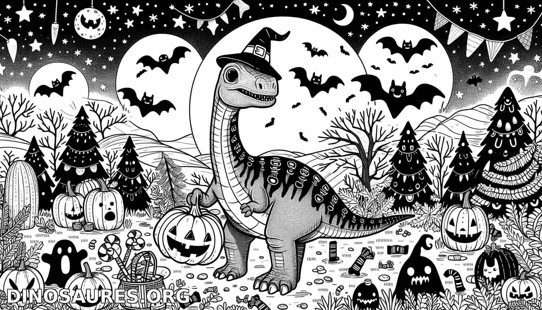 Coloriage de dinosaure d'Halloween