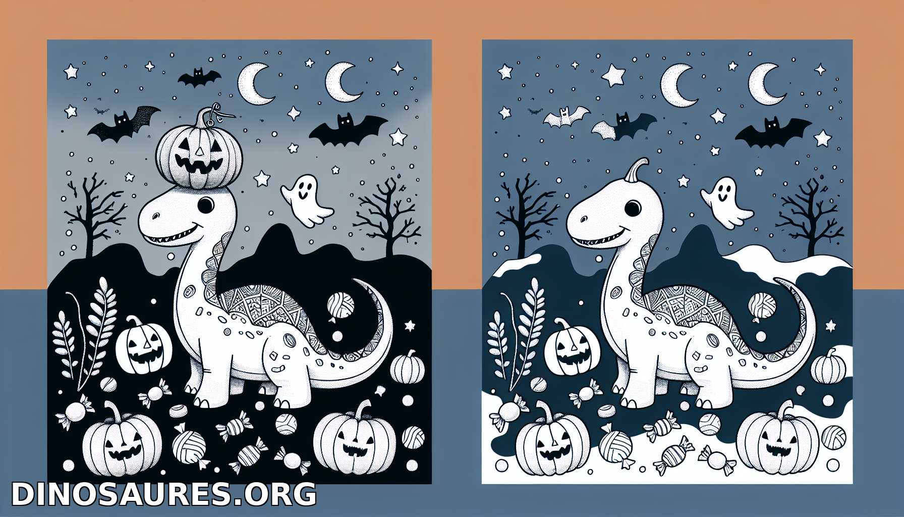 Coloriage de dinosaure d'Halloween