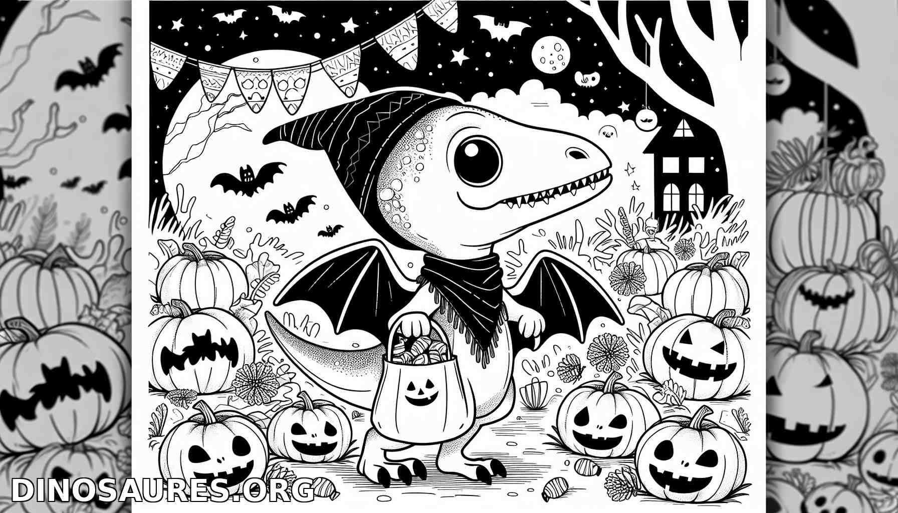 Coloriage de dinosaure d'Halloween