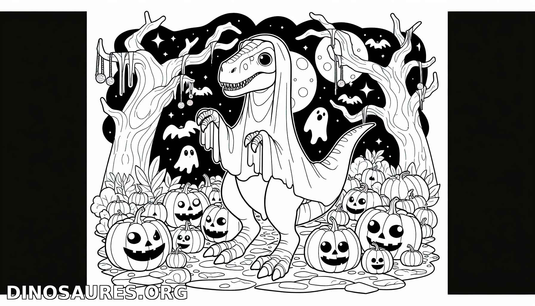 Coloriage de dinosaure d'Halloween