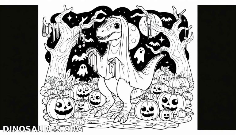 Coloriage de dinosaure d'Halloween