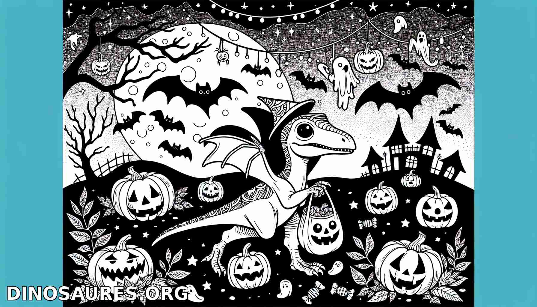 Coloriage de dinosaure d'Halloween