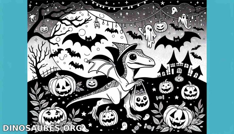 Coloriage de dinosaure d'Halloween