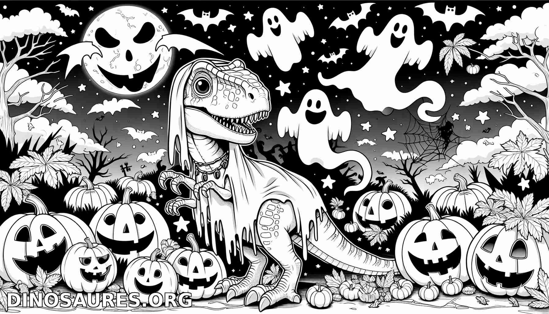 Coloriage de dinosaure Halloween