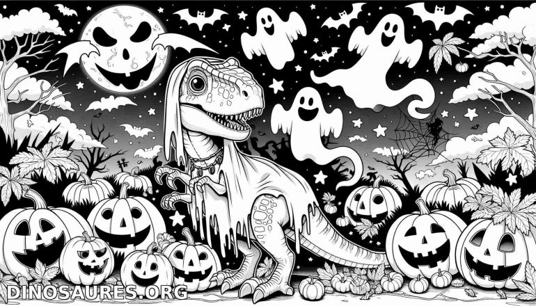 Coloriage de dinosaure Halloween