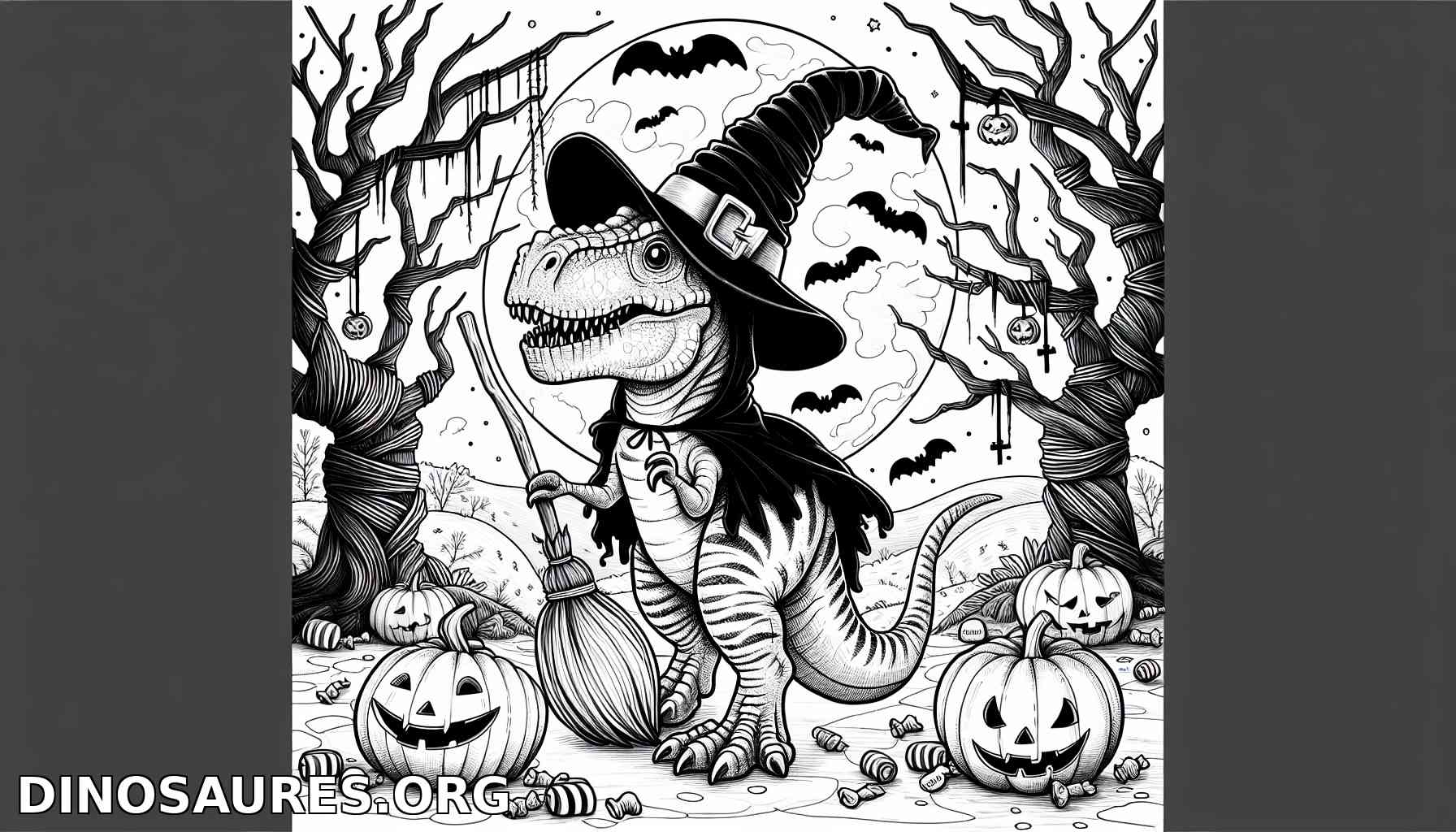 Coloriage de dinosaure sorcier