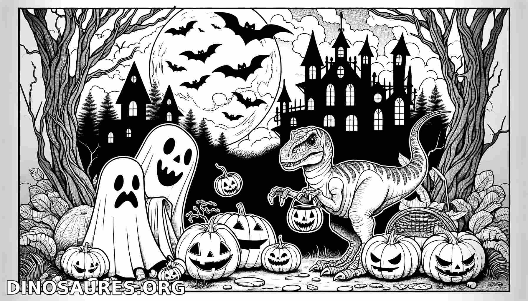 Coloriage Halloween avec Dinosaure