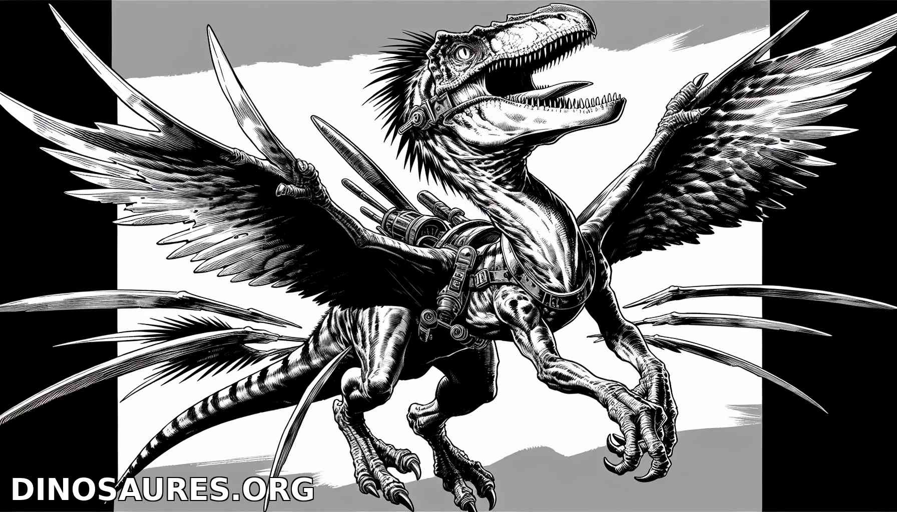 Dinosaur Colouring Page with Wings