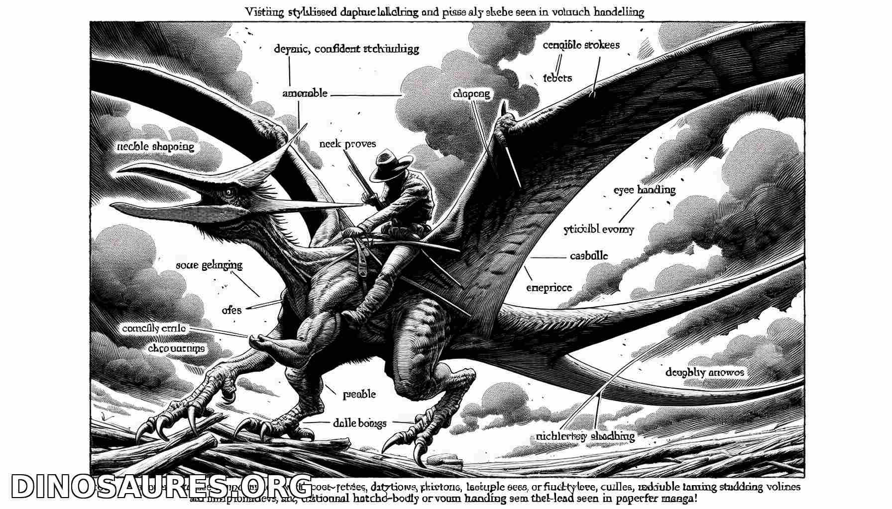 Illustration d'un ptérosaure avec pilote